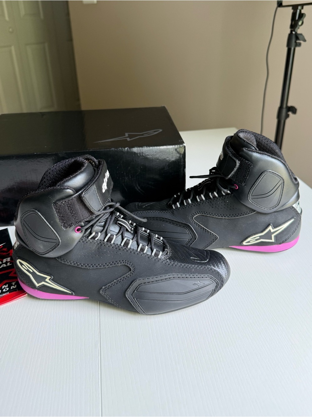 Alpinestars Stella Faster Shoes Motorcycle Black Pink Size 6.5